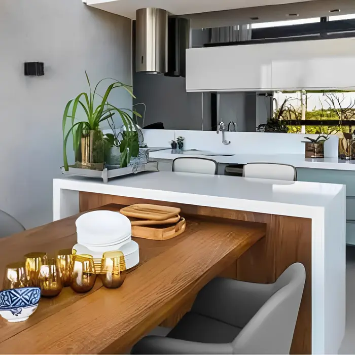 Bancada de cozinha em mármore ou granito, inspiração 30