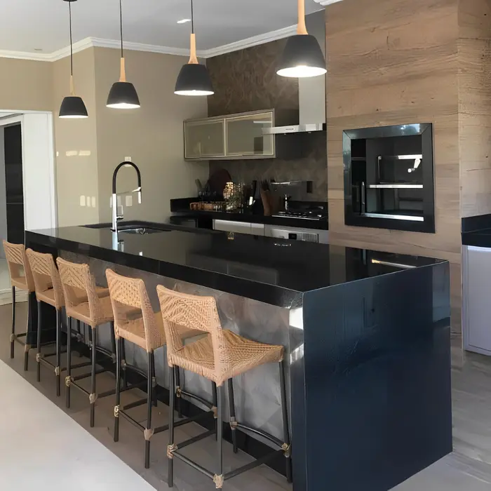 Bancada de cozinha em mármore ou granito, inspiração 34