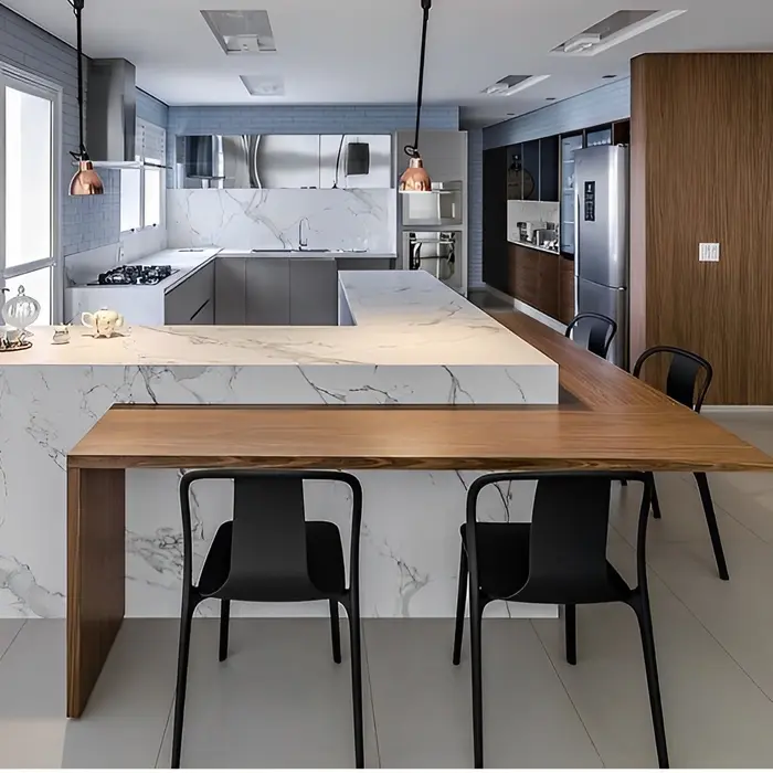 Bancada de cozinha em mármore ou granito, inspiração 5