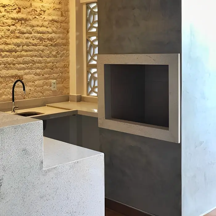 Churrasqueira revestida em mármore ou granito, inspiração 12