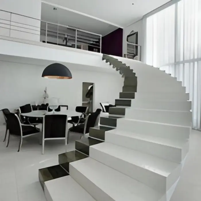 Escada revestida em mármore ou granito, inspiração 3