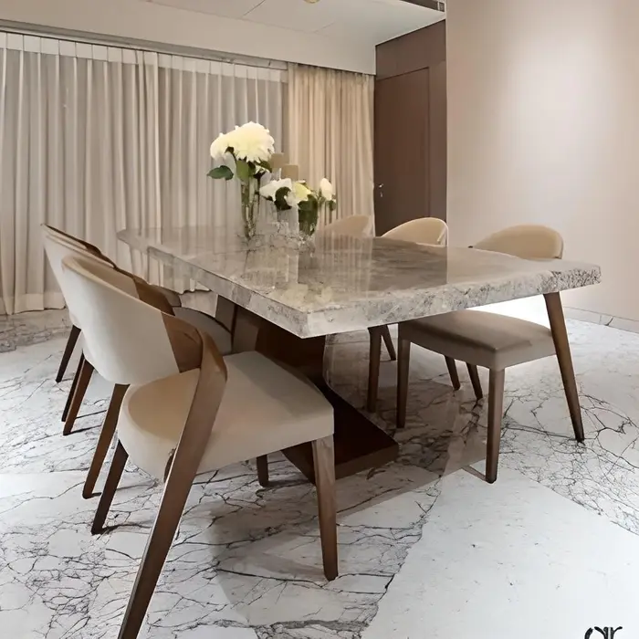 Mesa com tampo em mármore ou granito, inspiração 46