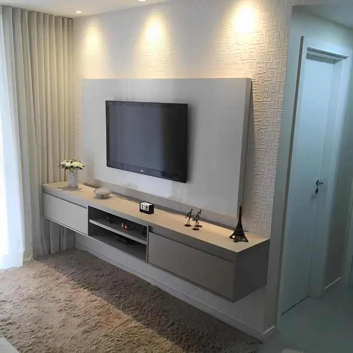 Painel de TV revestido em mármore ou granito, inspiração 2