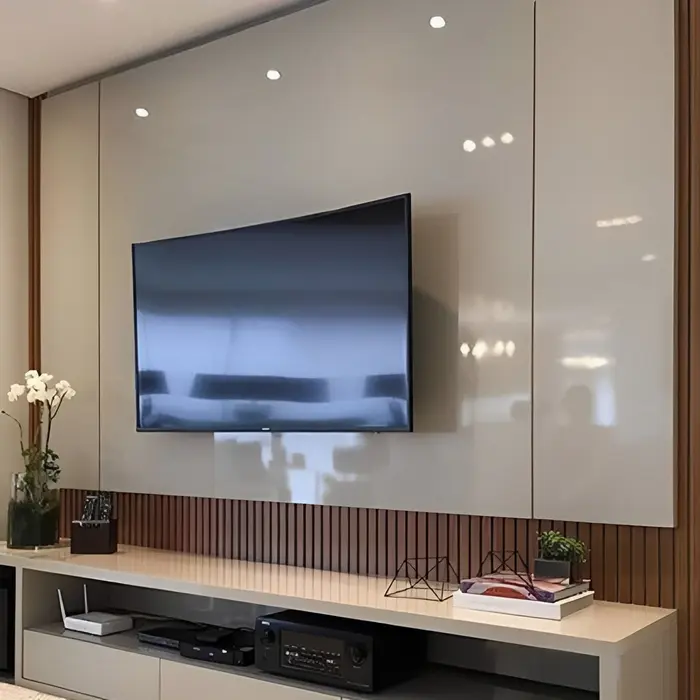 Painel de TV revestido em mármore ou granito, inspiração 4