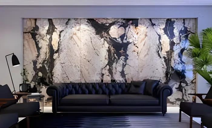 Painel de TV revestido em mármore ou granito, inspiração 6