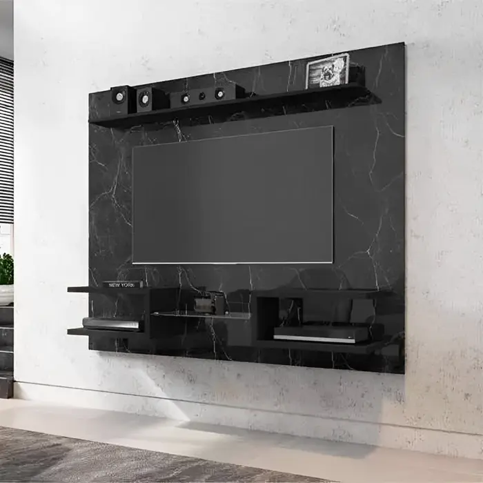 Painel de TV revestido em mármore ou granito, inspiração 7