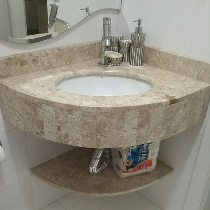 Pia de banheiro em mármore ou granito, inspiração 31