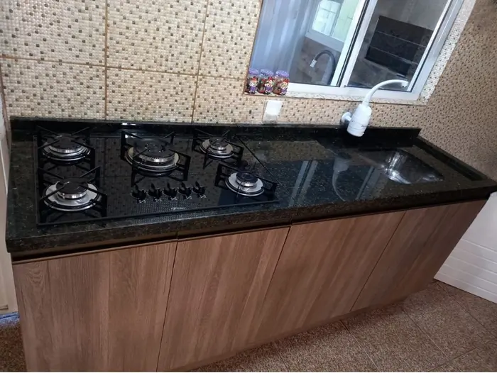 Pia de cozinha em mármore ou granito, inspiração 5