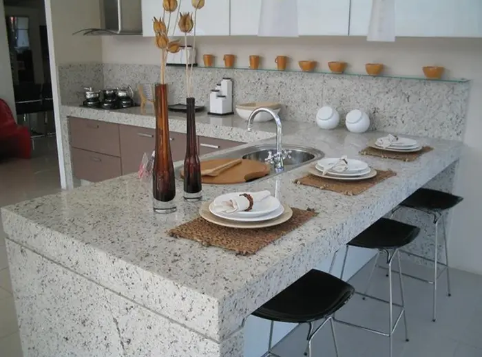 Pia de cozinha em mármore ou granito, inspiração 72