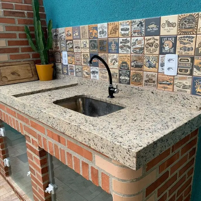 Pia de cozinha em mármore ou granito, inspiração 81